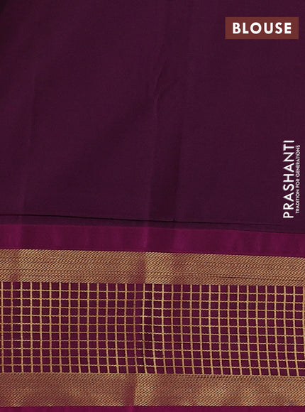 Semi kanchipuram silk saree peach pink and magenta pink with zari woven buttas and temple design zari woven border