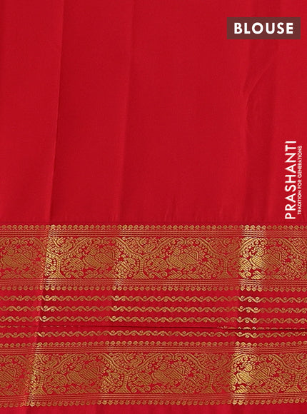Semi kanchipuram silk saree deep purple and red with allover zari checks & buttas and long zari woven korvai border