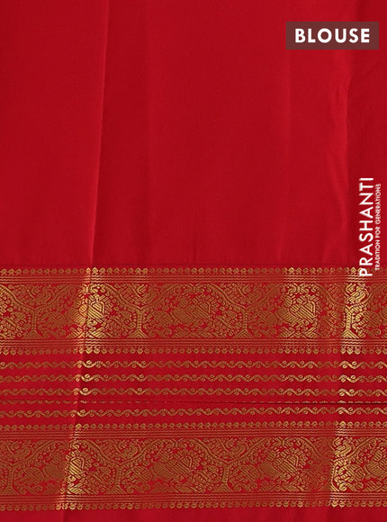 Semi kanchipuram silk saree purple and red with allover zari checks & buttas and zari woven korvai border