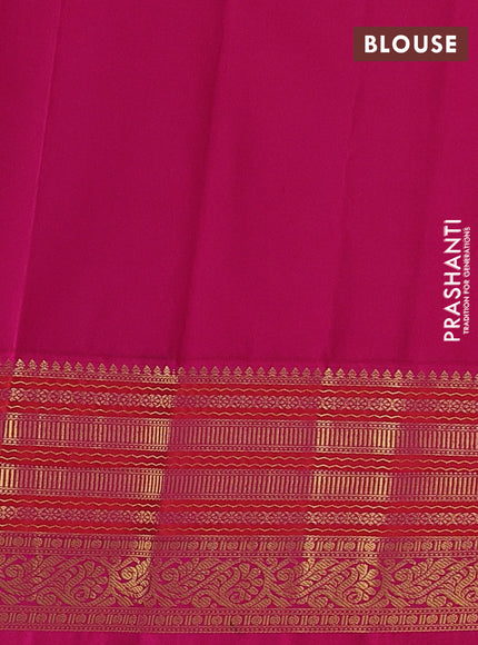 Semi kanchipuram silk saree deep navy blue and magenta pink with allover zari checks & buttas and long zari woven korvai border
