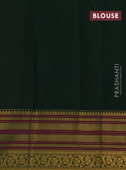 Semi kanchipuram silk saree orange and green with allover zari checks & buttas and long zari woven korvai border