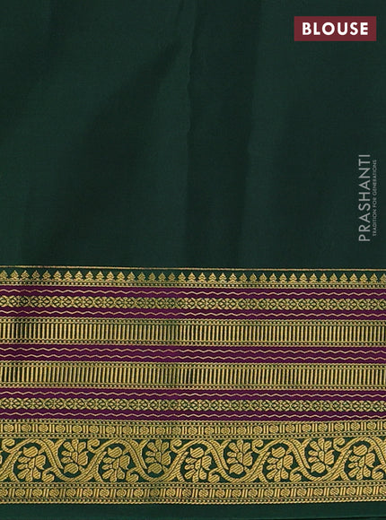 Semi kanchipuram silk saree pink and green with allover zari checks & buttas and long zari woven korvai border