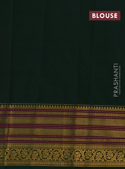 Semi kanchipuram silk saree sunset orange and green with allover zari checks & buttas and long zari woven korvai border