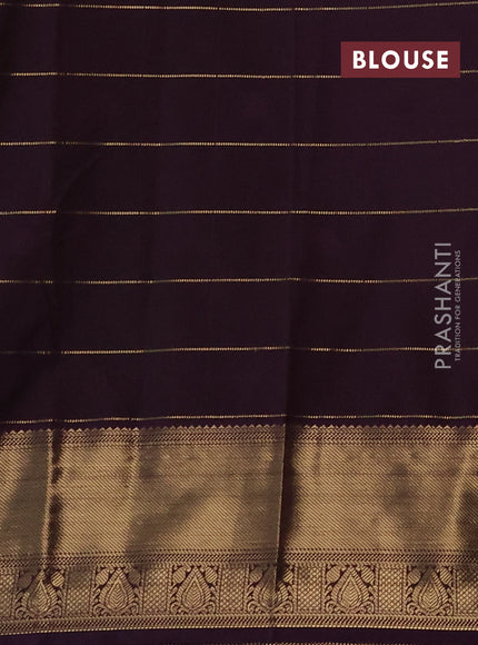 Semi kanchipuram silk saree lavender and deep purple with allover zari checks & buttas and zari woven korvai border