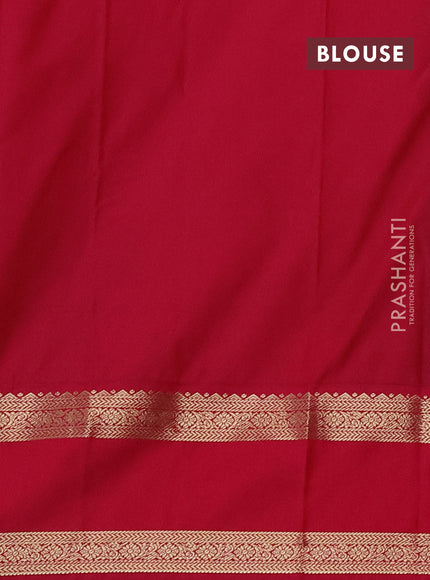 Semi kanchipuram silk saree blue and pink with allover zari weaves and rettapet zari woven korvai border