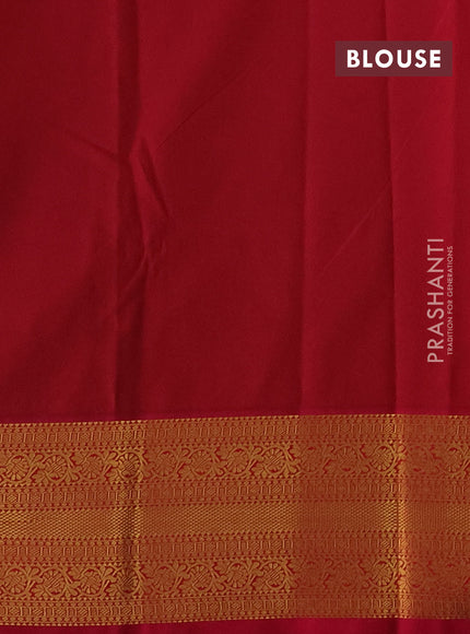 Semi kanchipuram silk saree violet and pink with allover zari stripes & buttas and zari woven korvai border