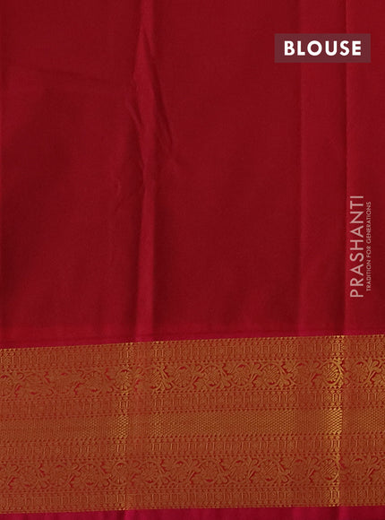 Semi kanchipuram silk saree green and pink with allover zari stripes & buttas and zari woven korvai border