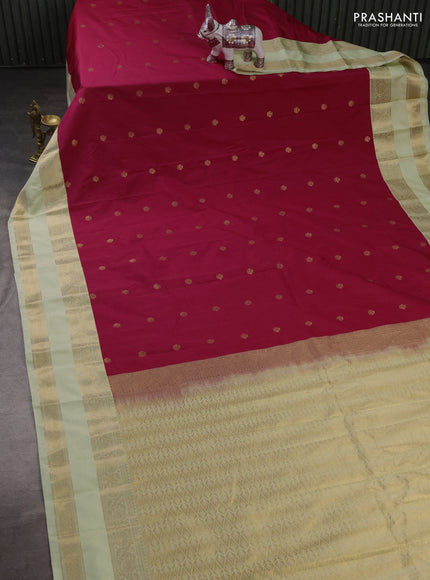 Semi kanchipuram silk saree pink and mild pista green with zari woven buttas and rettapet zari woven korvai border