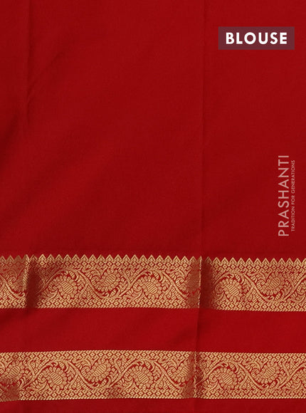 Semi kanchipuram silk saree coffee brown and red with zari woven buttas and rettapet zari woven korvai border