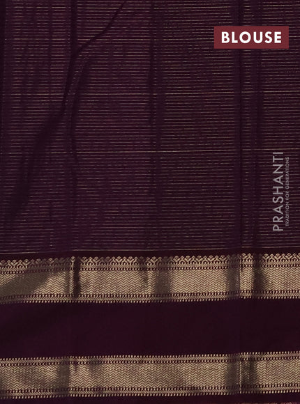 Semi kanchipuram silk saree pink and wine shade with allover zari checks & buttas and rettapet zari woven korvai border