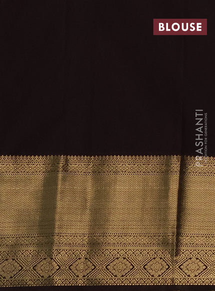Semi kanchipuram silk saree rust shade and coffee brown with allover zari weaves & buttas and long zari woven border