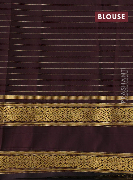 Semi kanchipuram silk saree coffee brown with allover zari checks & buttas and rettapet zari woven border