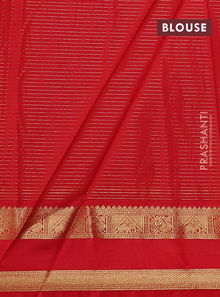Semi kanchipuram silk saree bottle green and red with allover zari weaves & buttas and rettapet zari woven border