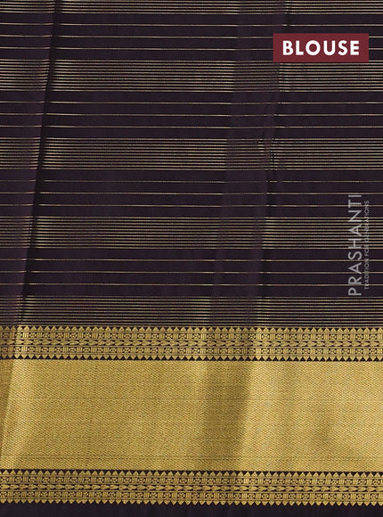 Semi kanchipuram silk saree coffee brown with allover zari checks & buttas and rich zari woven korvai border