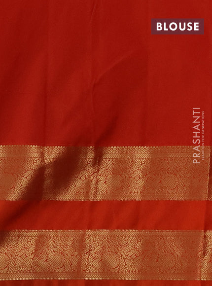 Semi kanchipuram silk saree navy blue and orange with allover zari weaves & buttas and long rettapet zari woven border
