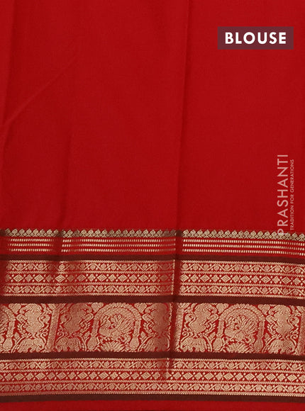 Semi kanchipuram silk saree lime green and red with zari woven buttas and zari woven korvai border
