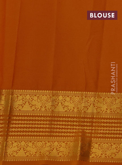 Semi kanchipuram silk saree bottle green and mustard yellow with allover zari checks & buttas and zari woven border