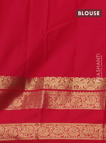 Semi kanchipuram silk saree deep purple and pink with allover zari checks & buttas and rettapet zari woven korvai border