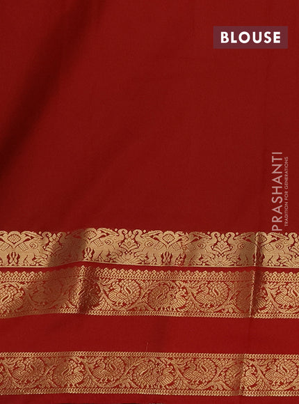 Semi kanchipuram silk saree purple and red with allover zari checks & buttas and rettapet zari woven korvai border