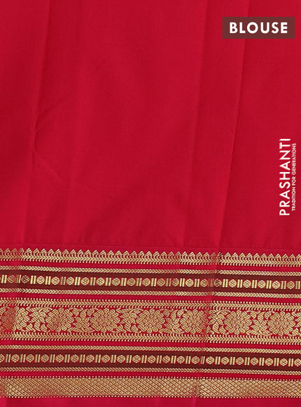 Semi kanchipuram silk saree navy blue and pink with zari woven buttas and zari woven korvai border