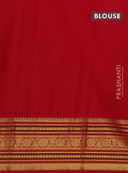 Semi kanchipuram silk saree purple and pink with zari woven buttas and zari woven korvai border