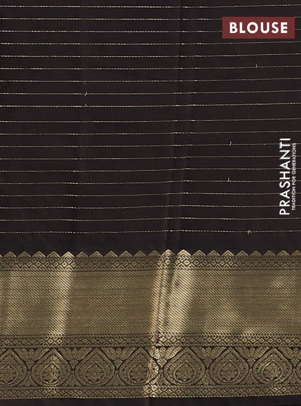 Semi kanchipuram silk saree pastel pink and coffee brown with allover zari checks & buttas and rich zari woven korvai border