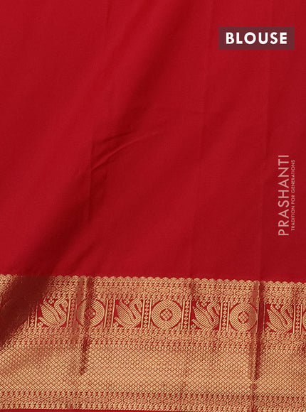Semi kanchipuram silk saree blue and red with allover zari woven buttas and zari woven korvai border