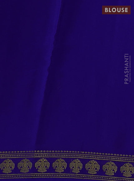 Pure mysore silk saree royal blue with plain body and zari woven border