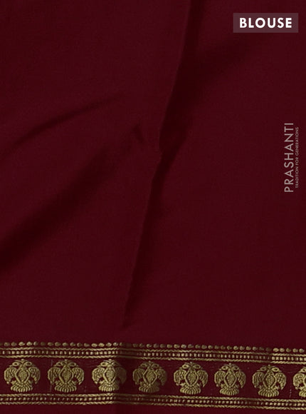 Pure mysore silk saree maroon with plain body and zari woven border