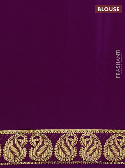 Pure mysore silk saree purple with plain body and zari woven paisley border