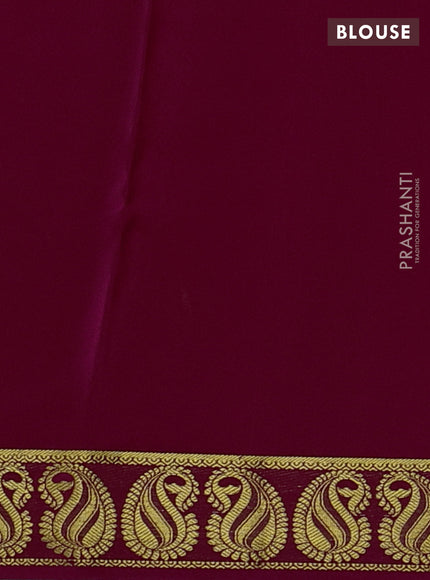 Pure mysore silk saree rani pink with plain body and zari woven paisley border