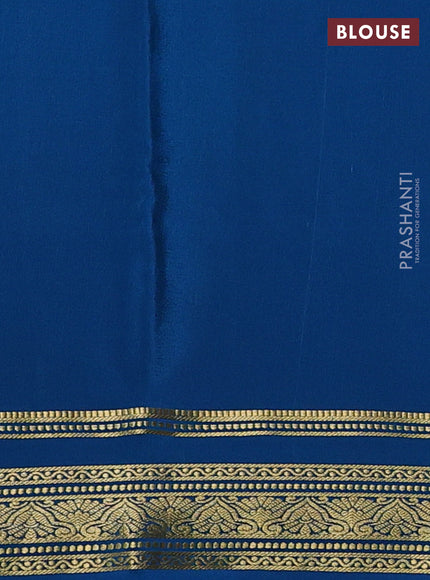 Pure mysore silk saree cs blue with allover zari woven buttas and rettapet zari woven border