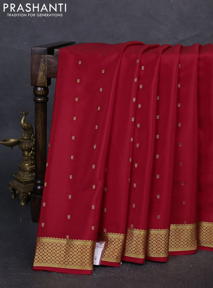 Pure mysore silk saree red with zari woven buttas and zari woven border