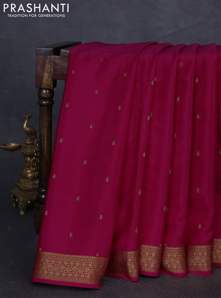 Pure mysore silk saree pink with zari woven buttas and zari woven border