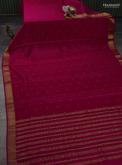 Pure mysore silk saree pink with zari woven buttas and zari woven border