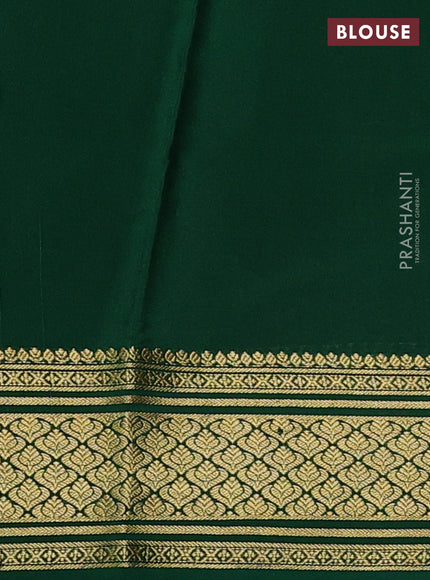 Pure mysore silk saree pink and green with plain body and zari woven border