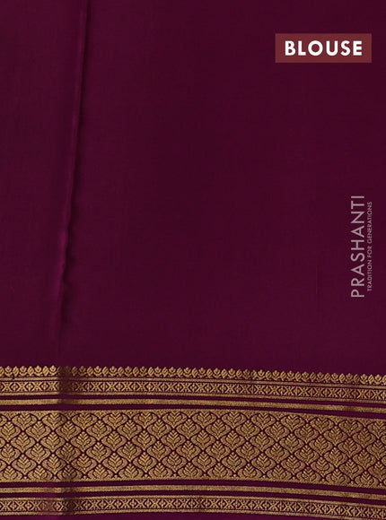 Pure mysore silk saree light green and purple with plain body and zari woven border