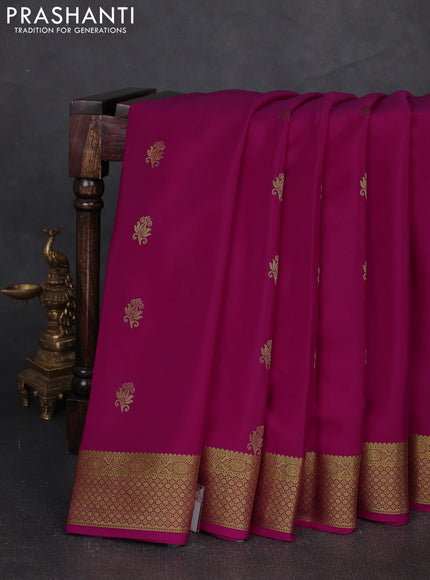 Pure mysore silk saree pink with zari woven buttas and zari woven border