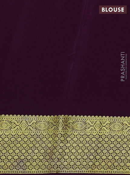 Pure mysore silk saree deep purple with zari woven buttas and zari woven border