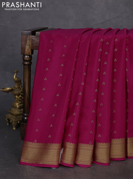 Pure mysore silk saree pink with allover zari woven buttas and zari woven border