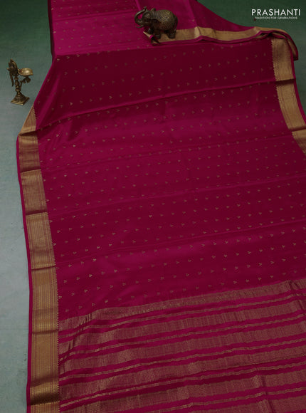 Pure mysore silk saree pink with allover zari woven buttas and zari woven border