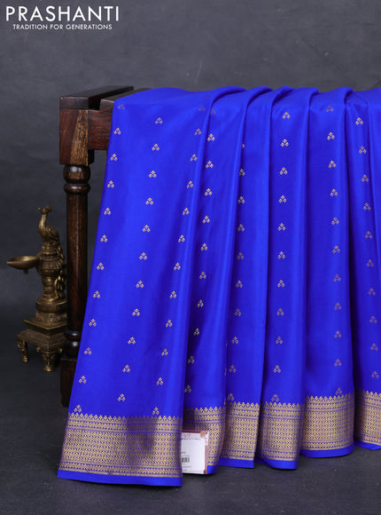 Pure mysore silk saree royal blue with allover zari woven buttas and zari woven border