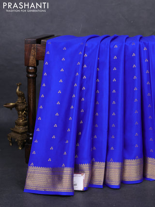 Pure mysore silk saree royal blue with allover zari woven buttas and zari woven border
