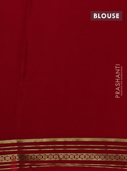 Pure mysore silk saree red with plain body and zari woven border