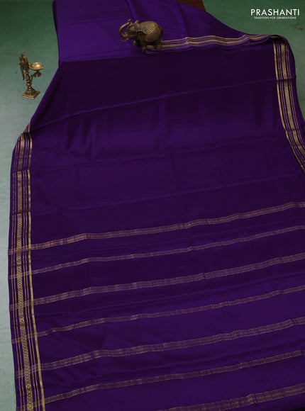Pure mysore silk saree violet with plain body and zari woven border
