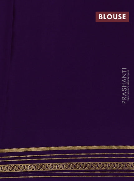 Pure mysore silk saree violet with plain body and zari woven border