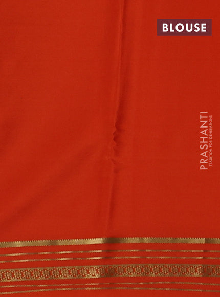 Pure mysore silk saree orange with plain body and zari woven border