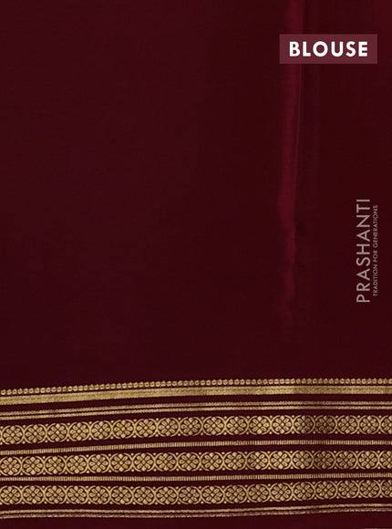 Pure mysore silk saree maroon with plain body and zari woven border