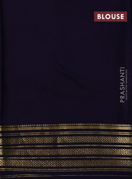 Pure mysore silk saree navy blue with plain body and zari woven border