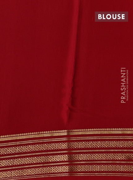 Pure mysore silk saree red with plain body and zari woven border